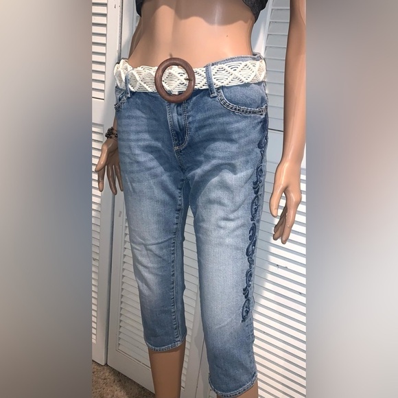 Driftwood Embroidered Capri jeans Women’s size 29 - Picture 2 of 9